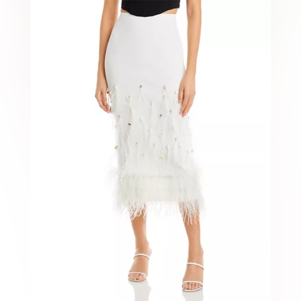 NWT STAUD Makayla Embellished Skirt in Ivory, Size Small